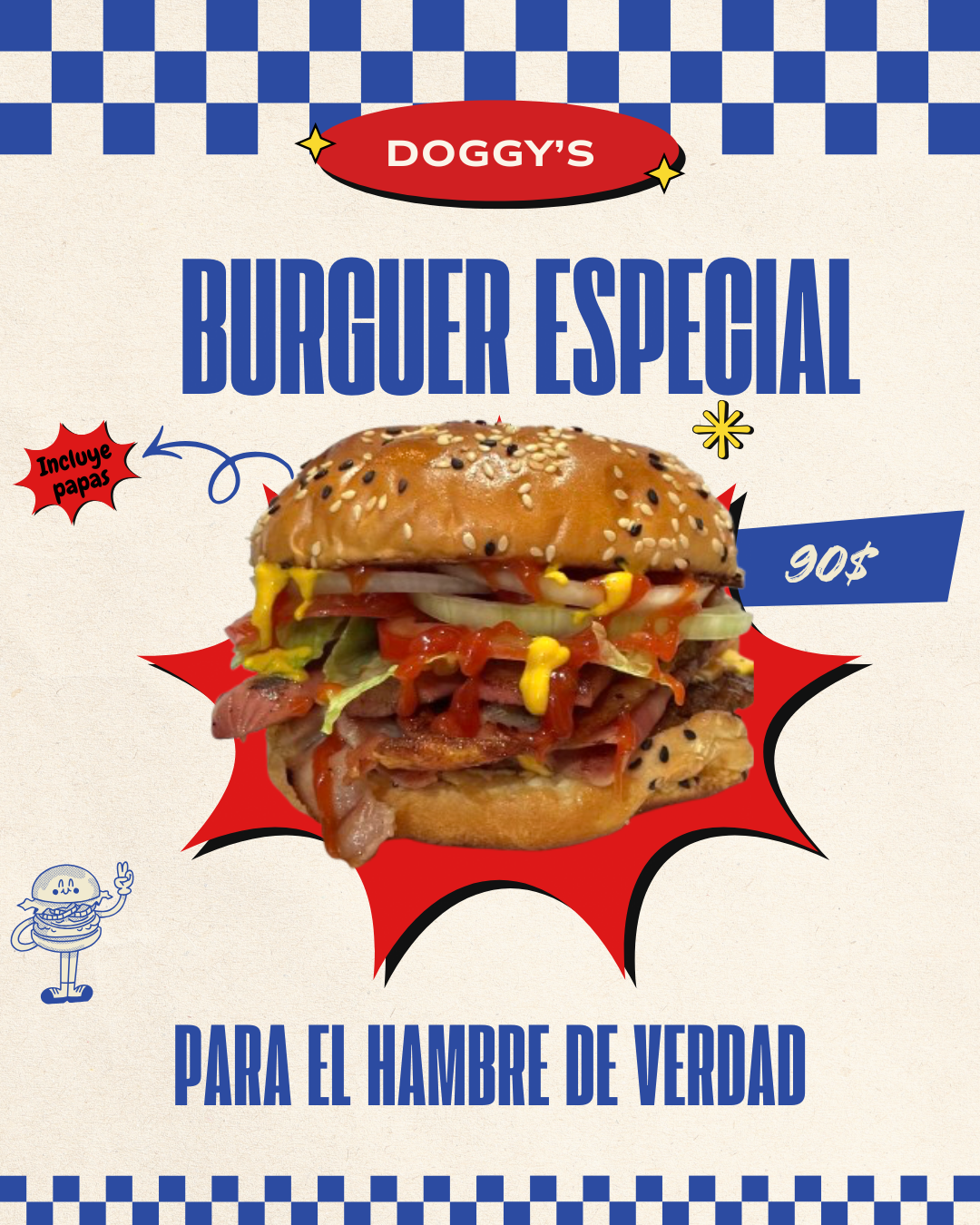 Hamburguesa especial (incluye papas)